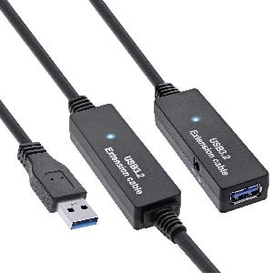 InLine® USB 3.2 Gen.1 Aktiv-Verlängerung, Stecker A an Buchse A, schwarz, 15m 35656