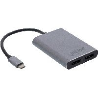 InLine® USB Dual Display Konverter, USB-C zu 2x DisplayPort 4K/60Hz, schwarz 64202B
