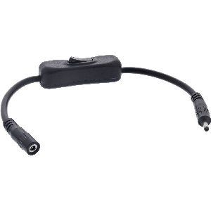 InLine® DC Kabel mit Schalter, DC ST/BU 3,5x1,35mm, AWG 18, schwarz, 0,20m 26906I