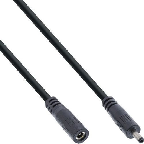 InLine® DC Verlängerungskabel, DC Stecker/Buchse 3,5x1,35mm,AWG 18, schwarz 0,5m 26955I