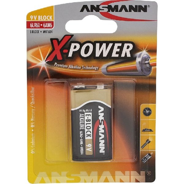 ANSMANN 5015643 X-Power Alkaline-Batterie, 6LR61, 9V-Block (E) 01057A