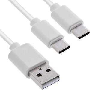 InLine® USB 2in1 Y-Ladekabel, 1x USB-A Stecker an 2x USB-C Stecker, weiß, 2m 35122W