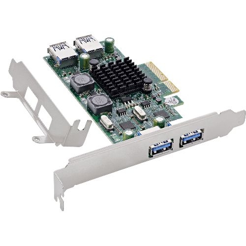 InLine® USB 3.2 Gen.1 PCIe Schnittstellenkarte, 4-Port, intern/extern 76619M