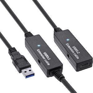 InLine® USB 3.2 Gen.1 Aktiv-Verlängerung, USB-A Stecker an USB-C Buchse, 10m 35655B