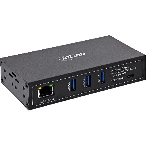 InLine® USB 3.2 Industrie-Hub, 4-Port USB PoE, 3x USB-A, 1x USB-C 35396I