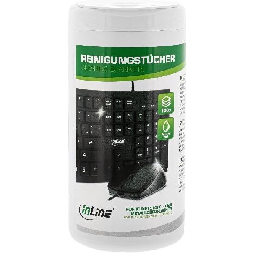 InLine® Reinigungstücher, feuchte Computerreinigungstücher, 100 Stück 43200