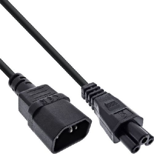 InLine® Netzkabel, C14 Kupplung auf C5 Stecker, schwarz, 5m 16555