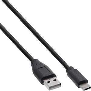 InLine® USB 2.0 Kabel, USB-C Stecker an A Stecker, schwarz, 0,5m 35736
