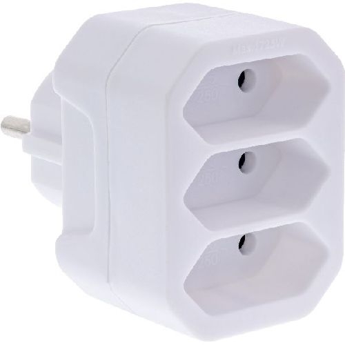 InLine® Steckdosenadapter, Schutzkontakt-Stecker auf 3x Eurobuchse 16471A