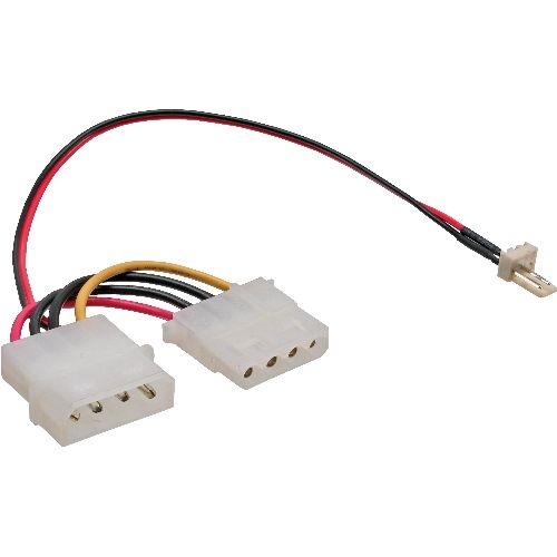 InLine® Lüfter Adapterkabel, 3pol Lüfter an 4pol Netzteil 12V, 0,3m 33344A