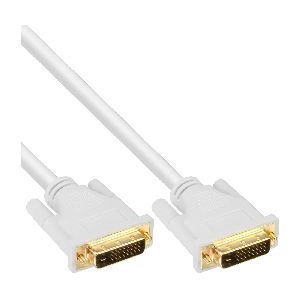InLine® DVI-D Kabel, digital 24+1 Stecker / Stecker, Dual Link, weiß / gold, 3m 17783W