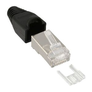 InLine® Crimpst. RJ45 geschirmt, Knickschutz schwarz &amp; Einfädelhilfe, 100er Pack 74590S