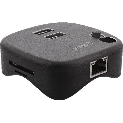 InLine® USB 3.0 Multiadapter, 2xUSB-A, RJ45, SD/MicroSD Cardreader, schwarz 35392