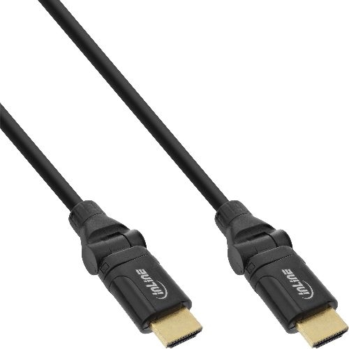 InLine® HDMI High Speed Kabel mit Ethernet, Winkelstecker, schwarz, 0,5m 17055W