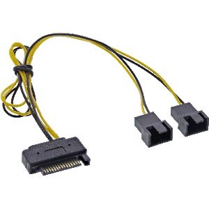 InLine® SATA Strom-Y-Kabel, SATA Buchse an 2x Lüfter (2pol) Stecker, 0,30m 29683F