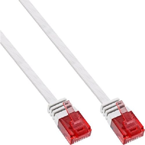 InLine® Patchkabel flach, U/UTP, Cat.6, weiß, 0,5m 71655W