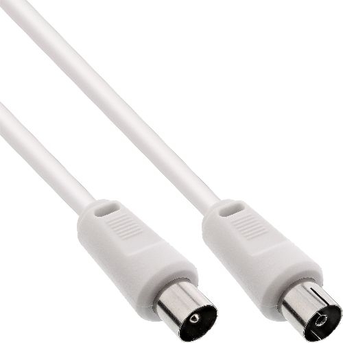 InLine® Antennenkabel, 2x geschirmt, >75dB, weiß, 1m 69401