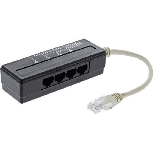 InLine® 4-fach Telefon Port Splitter, RJ45 Stecker an 4x RJ45 Buchse, 0,15m 69995A