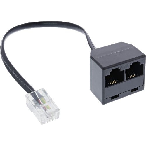 InLine® ISDN Verteiler 1x RJ45 ST / 2x RJ45 BU, (8P4C), o. Endwiderstände, 0,15m 69933B
