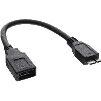 InLine 31609 InLine® Micro-USB 3.0 OTG Adapterkabel, Micro-B Stecker an USB A Buchse, 0,15m