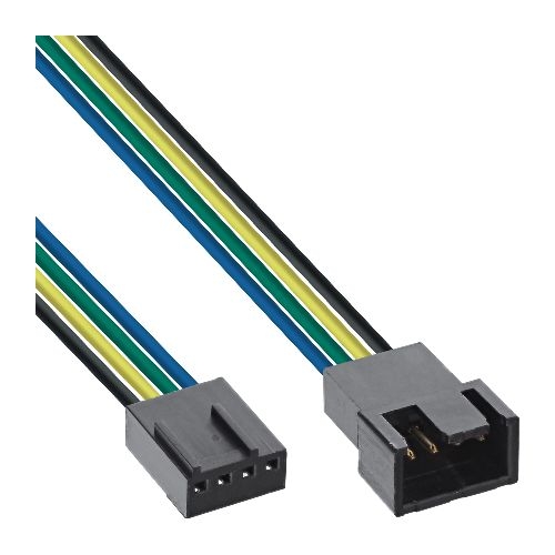 InLine® Lüfterkabel Verlängerung PWM, 4pol Molex Stecker / Buchse, 0,70m 33328D