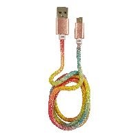 LC-Power LC-C-USB-MICRO-1M-3 USB A zu Micro-USB Kabel, Regenbogen-Glitzer, 1m 31332C