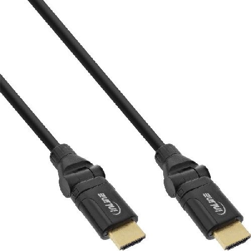 InLine® HDMI High Speed Kabel mit Ethernet, Winkelstecker, schwarz, 2m 17002W
