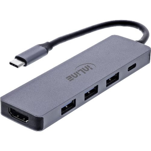 InLine® Multifunktions-Hub, 3x USB-A 5 Gb/s, HDMI 4K/60 Hz, USB-C PD 100 W 33271A