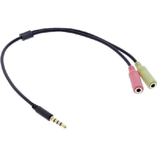 InLine® Headset Adapterkabel, 3,5mm Stecker an 2x3,5mm Buchse, schwarz, 0,25m 99302I