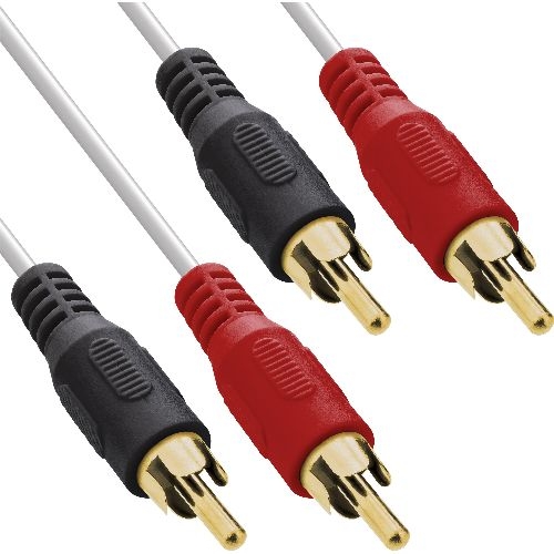 InLine® Cinch Kabel, 2x Cinch, Stecker / Stecker, weiß / gold, 0,5m 89933U