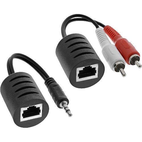 InLine® Audio über RJ45 passiv, 2x Cinch 1x Klinke 3,5mm / RJ45 Buchse, max. 50m 89003