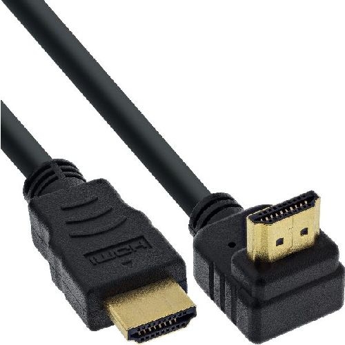 InLine® HDMI High Speed Kabel mit Ethernet, gewinkelt, schwarz, 2 m 17002V