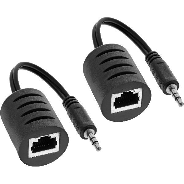InLine® Audio über RJ45 passiv, 2x Klinke 3,5mm Stecker / RJ45 Buchse, max. 50m, 89002