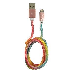 LC-Power LC-C-USB-Lightning-1M-3 (MFI) USB A zu Lightning Kabel, Regenbogen-Gli. 31331C