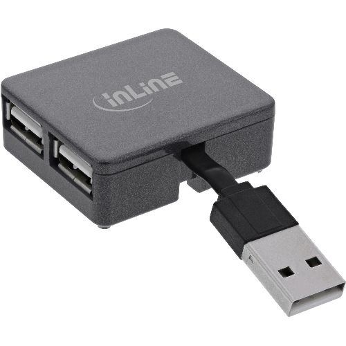 InLine® USB 2.0 4-Port Hub, USB-A Stecker auf 4x USB-A Buchse, Kabel 4cm 33293L