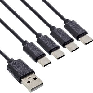 InLine® USB 4in1 Y-Ladekabel, 1x USB-A Stecker an 4x USB-C Stecker, 0,5m 35146