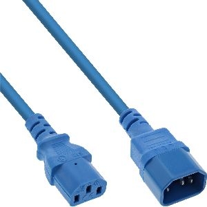 InLine® Kaltgeräteverlängerung, C13 auf C14, blau, 0,3m 16503B
