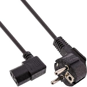 InLine® Netzkabel, Schutzkontakt gew. auf Kaltgerätest. C13 rechts abgew., 0,5m 16752B