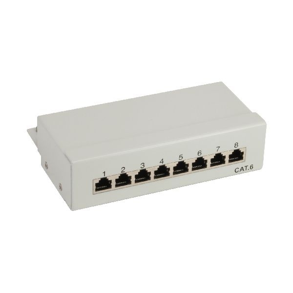 InLine® Patchfeld Cat.6 8-fach, Desktop, grau, RAL7035 76208A