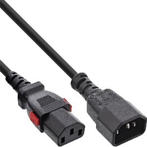 InLine® Kaltgeräteverlängerung, C13 verriegelbar auf C14, schwarz, 1m 16931L