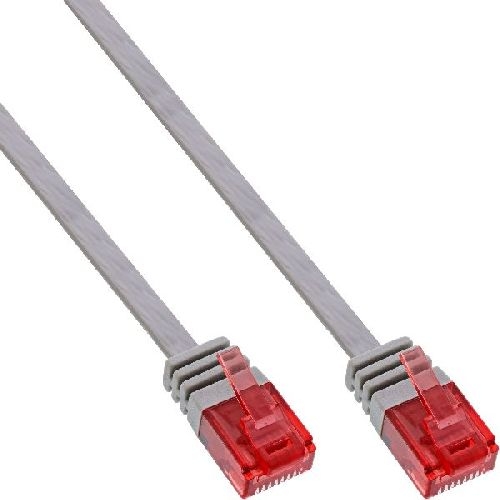 InLine® Patchkabel flach, U/UTP, Cat.6, grau, 0,5m 71655