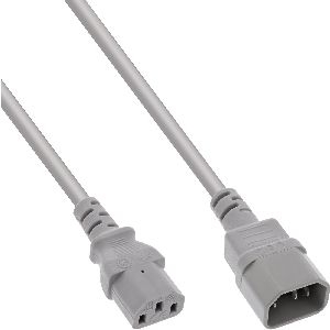 InLine® Kaltgeräteverlängerung, C13 auf C14, grau, 1m 16501A