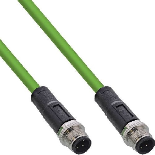 InLine® Industrie Netzwerkkabel, M12 4-pin D-kodiert Stecker/Stecker, PUR, 3m 40303