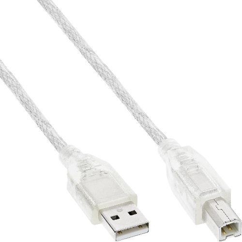 InLine® USB 2.0 Kabel, A an B, transparent, 2m 34518T