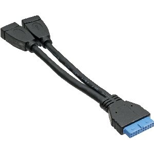 InLine® USB 3.0 Adapterkabel, 2x Buchse A auf Pfostenanschluss 19polig, 0,15m 33445I
