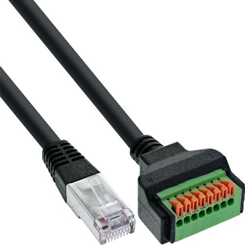 InLine® RJ45 Stecker an Push-In-Klemme, 8pol, Cat.5e, 15cm Kabel 92505I