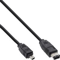 InLine® FireWire Kabel, IEEE1394 4pol Stecker zu 6pol Stecker, schwarz, 1,8m 34642