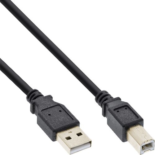 InLine® USB 2.0 Kabel, A an B, vergoldete Kontakte, schwarz, 0,3 m 34503S