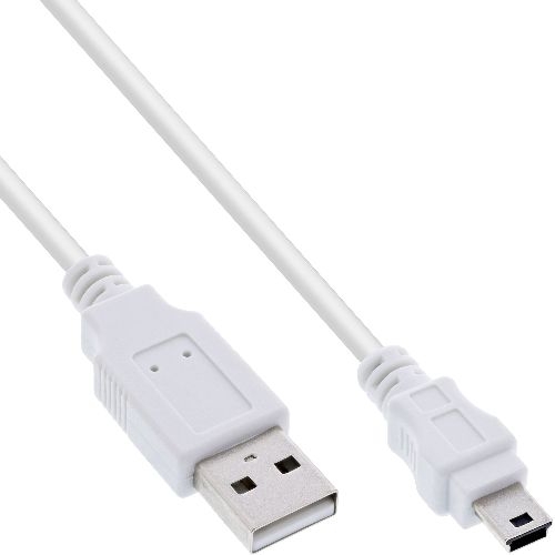 InLine® USB 2.0 Mini-Kabel, USB A Stecker an Mini-B Stecker (5pol), weiß, 1m 31810W