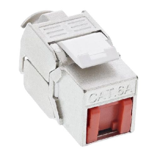 InLine® Keystone RJ45 Buchse, SNAP-In, Cat.6a, mit Staubschutz rot 76202R